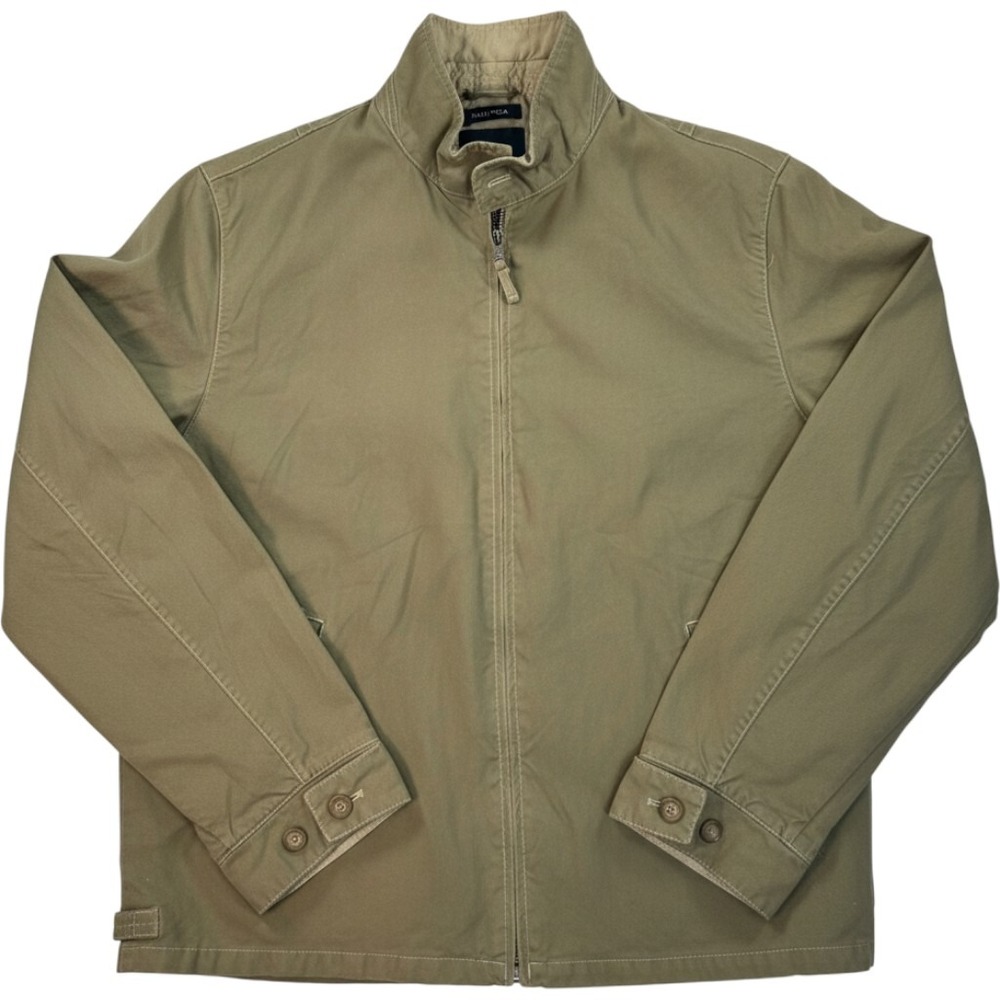 Nautica Vintage Mens XXL Khaki Cotton Linen Lined Harrington Jacket NWT